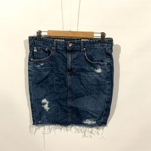 AG Adriano Goldschmied Blue Distressed Pencil Skirt